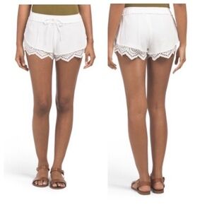 White Lace Trim Shorts